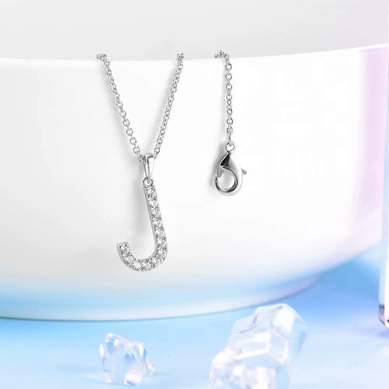 Tarsus J Initial Letter Stainless Steel Silver Alphabet Pendant Necklace Monogram charm cubic zirconia Jewelry Gifts for Women Teen - Image 3